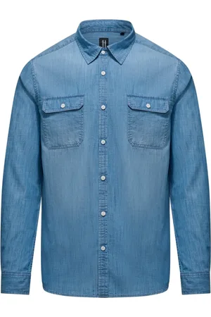 Bomboogie Skjorte, Herre, Blå, M, Bomuld, Cotton Chambray Skjorte