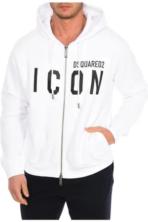 Dsquared2 Sweathshirts & Hoodies, Herre, Hvid, L, Bomuld, Hættetrøje med lynlås