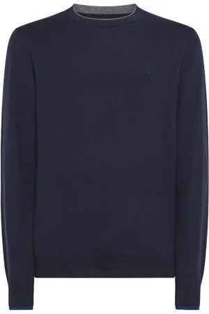 sun68 Strik, Herre, Blå, 2XL, Bomuld, O-Neck Jumper