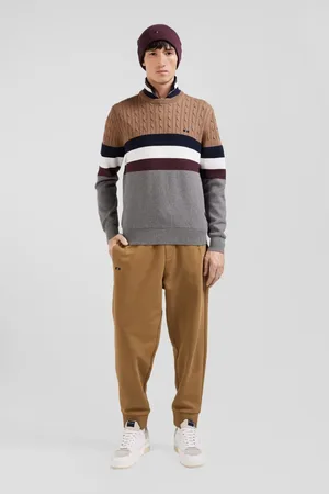 Eden Park Strik, Herre, Flerfarvet, M, Bomuld, Rund hals bomuldstrikket sweater