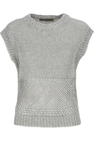 D.EXTERIOR Strik, Dame, Grå, M, Grå Linen Sequin Sweater