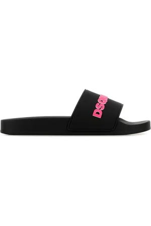 Dsquared2 Sko, Dame, Sort, 40 EU, Logo Embossed Slip-On Slides
