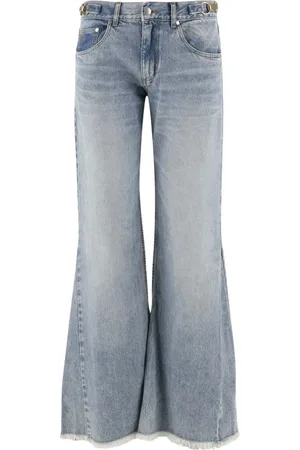 Stella McCartney Jeans, Dame, Blå, W29, Denim, Wide Leg Denim Jeans med Broderet Logo