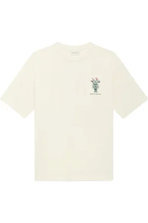 Drôle de Monsieur Top, Herre, Hvid, S, Bomuld, Vase Print Cream T-Shirt