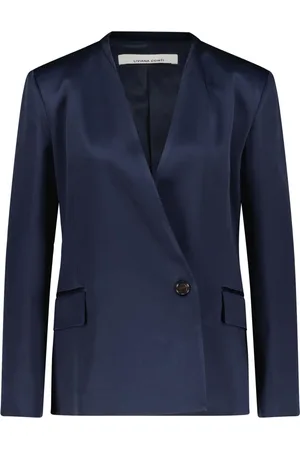 LIVIANA CONTI Jakke, Dame, Blå, XL, Satin, Satin Blazer Straight Cut med én knap
