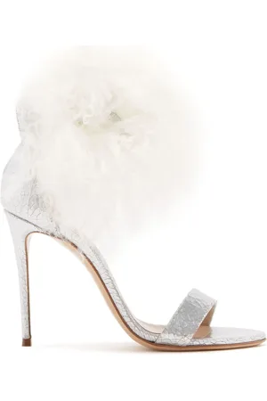 Casadei Sko, Dame, Hvid, 41 EU, Læder, Aria Sandal med Fluffy Fur Spænde