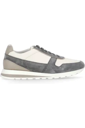 Brunello Cucinelli Sko, Herre, Grå, 43 EU, Læder, Læder Sneakers med Logo Detaljer