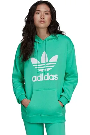 adidas Sweathshirts & Hoodies, Dame, Grøn, XL, Bomuld, Adicolor Trefoil Hættetrøje