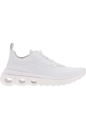 Salvatore Ferragamo Sko, Herre, Hvid, 38 1/2 EU, Nylon, Hvide Nima Strik Sneakers