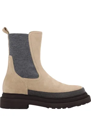 Brunello Cucinelli Sko, Dame, , 36 EU, Suede, Suede Ankelstøvler med Eksklusiv Kontur