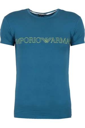 Emporio Armani Top, Herre, Blå, M, Bomuld, Fitted T-Shirt