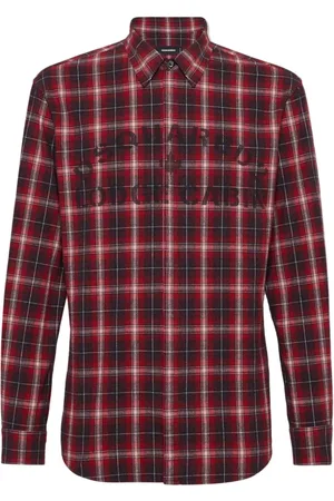 Dsquared2 Skjorte, Herre, Rød, M, Printed Relax Dan Skjorte