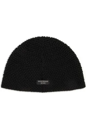 Emporio Armani Tilbehør, Dame, Sort, ONE SIZE, Sorte Capsule Hatte med Rund Krone