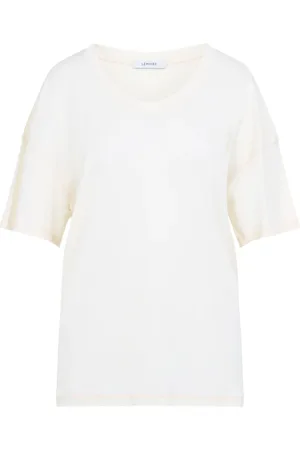 LEMAIRE Top, Dame, Hvid, M, Bomuld, Ribstrikket Bomulds T-shirt