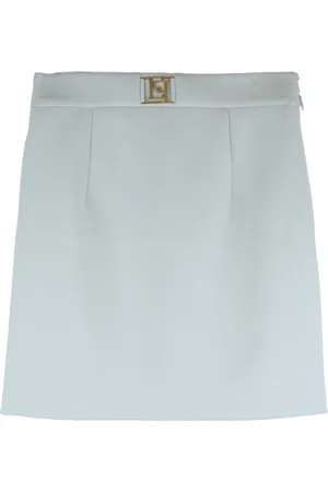 Elisabetta Franchi Nederdel, Dame, Blå, XS, Uld, Guld Metal Detalje Lynlåsnederdel