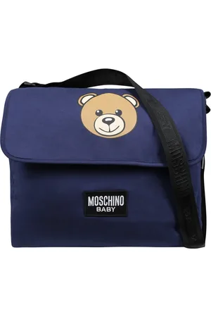 Moschino Home, unisex, Blå, ONE SIZE, Bomuld, Blå Bomuldsskiftetaske med Teddybjørn