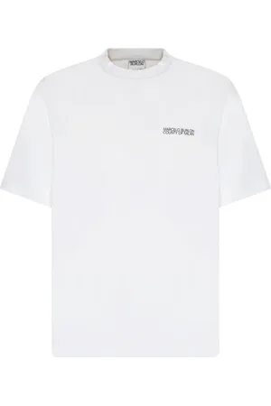 MARCELO BURLON Top, Herre, Hvid, L, Bomuld, Hvid og Sort Bomulds T-shirt med Krydsdetalje
