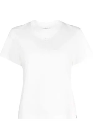 Courrèges Top, Dame, Hvid, L, Bomuld, Logo T-shirt Bomulds Kortærmet