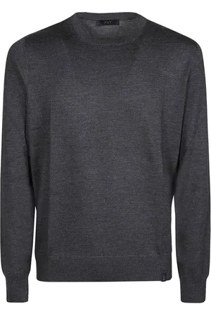 FAY Strik, Herre, Grå, 3XL, Uld, Casual Striktrøje