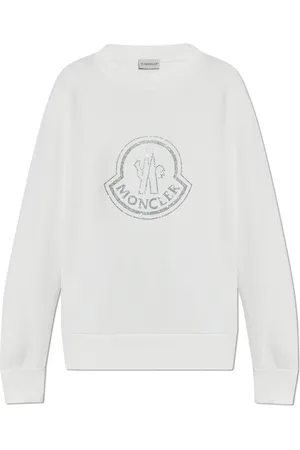 Moncler Strik, Dame, Hvid, M, Bomuld, Oversize sweater Maglia