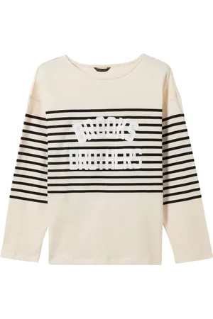 Brooks Brothers Top, Dame, Hvid, S, Bomuld, Stribet bomulds sweatshirt
