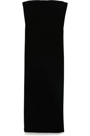 Sportmax Kjole, Dame, Sort, S, Velour Stropløs Kjole med Bøjle-BH
