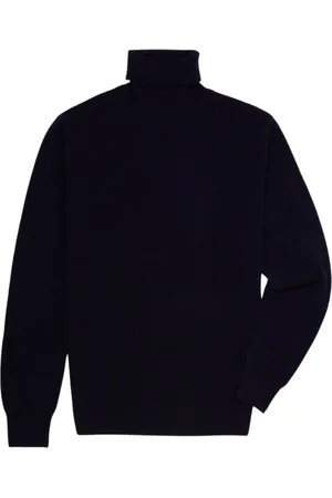 Brooks Brothers Strik, Herre, Blå, 2XL, Cashmere, Cashmere Turtleneck