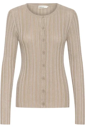 Karen by Simonsen Strik, Dame, , M, Uld, Slim-fit Cardigan Simply Taupe