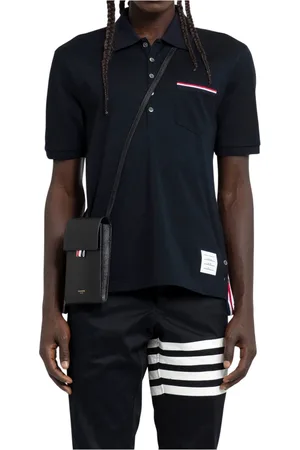 Thom Browne Top, Herre, Blå, M, Bomuld, Navy Mercerized Piqué Polo Shirt