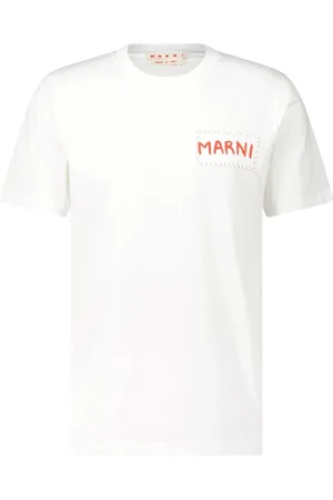 Marni Top, Herre, Hvid, M, Bomuld, Logo Print Bomulds T-shirt