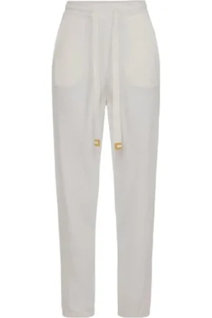 Elisabetta Franchi Bukser, Dame, Hvid, S, Bomuld, Ivory Bouclé Joggingbukser