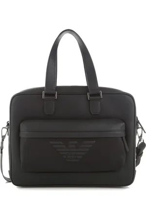 Emporio Armani Taske, Herre, Sort, ONE SIZE, Læder, Elegant Sort Læder Arbejdstaske