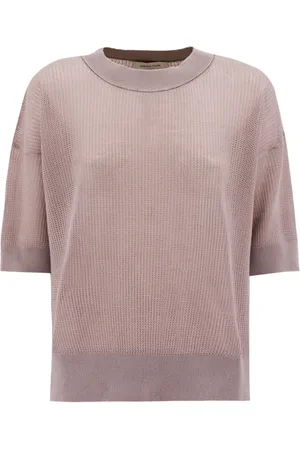 Fabiana Filippi Strik, Dame, Lyserød, M, Bomuld, Crew Neck Sweater