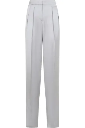 Giorgio Armani Bukser, Dame, Grå, S, Satin, Silke Dobbelt Satin Bukser
