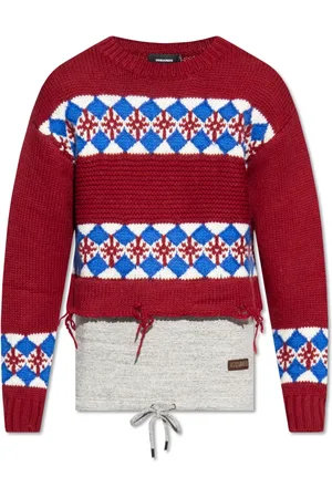 Dsquared2 Strik, Herre, Rød, S, Bomuld, Sweater med vintage-effekt