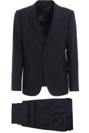 Emporio Armani Jakkesæt, Herre, Blå, L, Uld, Enkeltknappet ulddragt