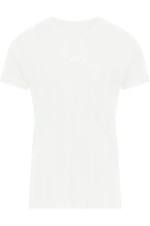Maison Margiela Top, Herre, Hvid, L, Bomuld, Logo Patch T-shirt