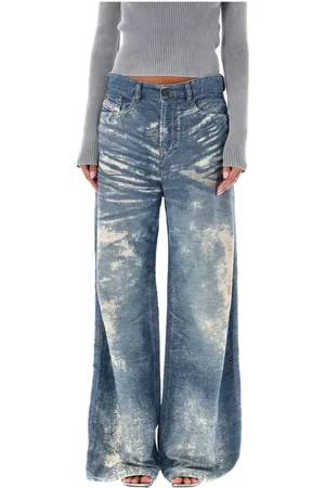 Diesel Jeans, Dame, Blå, W28, Bomuld, Vintage-inspirerede blå jeans med brede ben