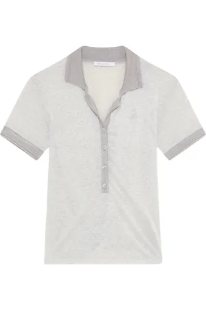 Patrizia Pepe Top, Dame, Hvid, S, Polyester, Strik T-shirt med polokrave