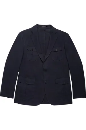 Brooks Brothers Jakke, Herre, Blå, 3XL, Uld, Linen Safari Jakke