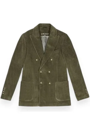 Circolo Jakke, Herre, Grøn, L, Bomuld, Corduroy Double-Breasted Jakke