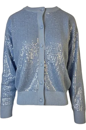 P.A.R.O.S.H. Strik, Dame, Blå, S, Bomuld, Blå paliet cardigan
