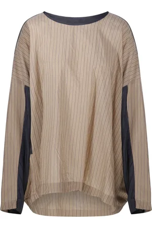 DRIES VAN NOTEN Top, Dame, , L, Bomuld, Asymmetrisk Top med Kontrastpanel