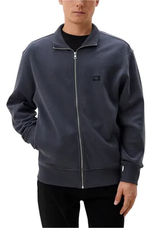 Calvin Klein Strik, Herre, Grå, 2XL, Bomuld, Grå Bomuld Zip-Up Cardigan med Lommer