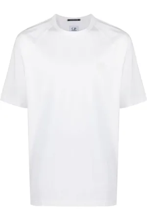 C.P. Company Top, Herre, Hvid, L, Bomuld, Logo Print Crew Neck T-shirt
