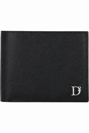 Dsquared2 Tilbehør, Herre, Sort, ONE SIZE, Uld, Logo-plade Bi-fold Tegnebog
