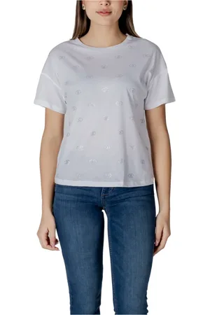 Liu Jo Top, Dame, Hvid, M, Bomuld, Kortærmet T-shirt i bomuld med rund hals