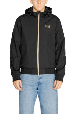 EA7 Jakke, Herre, Sort, M, Uld, Sort Zip-Up Hættejakke