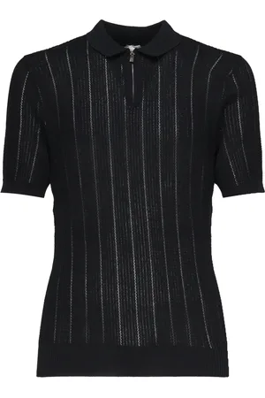 ELEVENTY Top, Herre, Blå, 3XL, Blå Stribet Poloshirt Lynlåslukning
