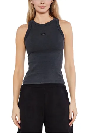 Calvin Klein Top, Dame, Grå, S, Bomuld, Grå Ærmeløs Top i Bomuld